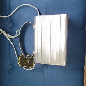 Vtg After five warren reed silver lame evening bag NWT